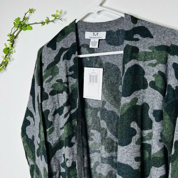 Magaschoni Women's Olive Camouflage Open Front Cardigan Size Small NWT - Picture 5 of 10